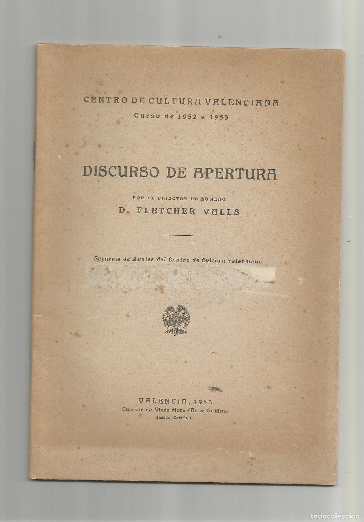 Libros: Discurso de apertura. - FLETCHER VALLS: - Foto 1