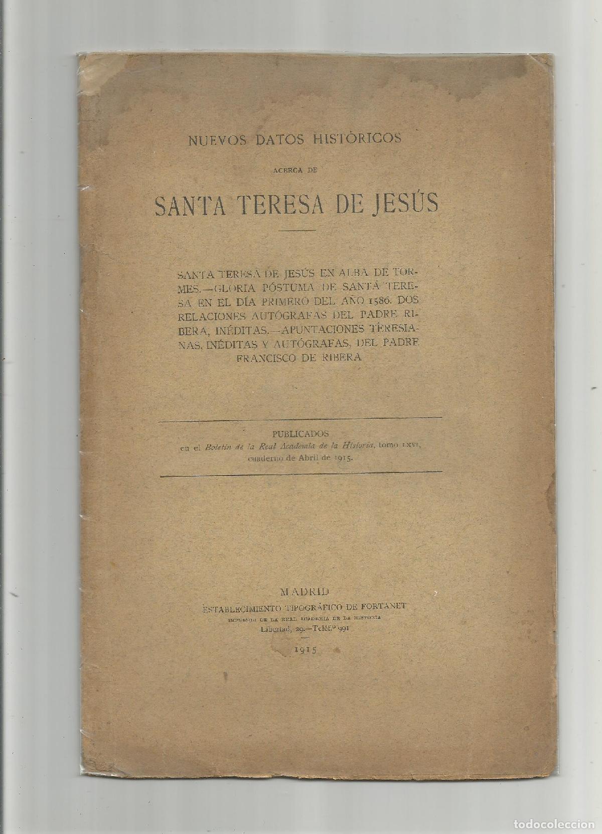 Libros: Nuevos datos hist&oacute;ricos acerca de Santa Teresa de Jes&uacute;s. - Foto 1