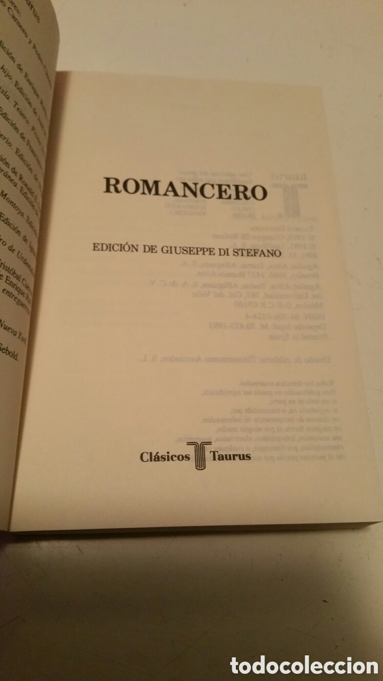Libros: Romancero. Giuseppe di Stefano, ediciones Taurus, 1993 - Foto 5