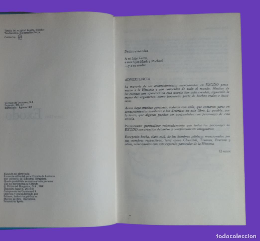 Libros: EXODO / LEON URIS. CIRCULO DE LECTORES. BUEN ESTADO. - Foto 4