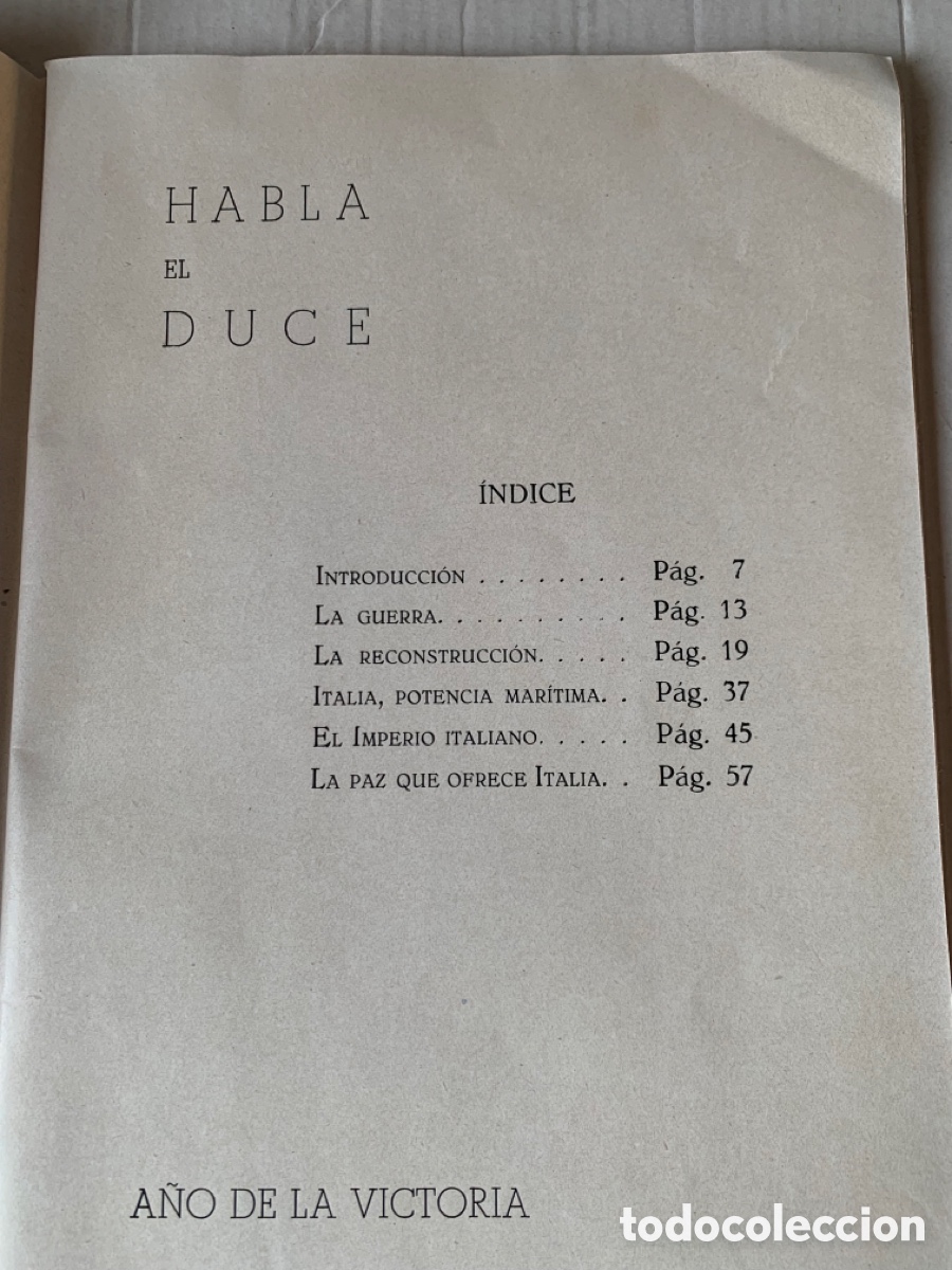 Libros: LIBRO HABLA EL DUCE. EDITORA NACIONAL. A&Ntilde;O 1939. - Foto 3