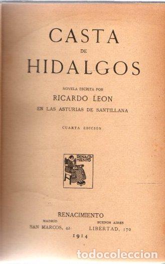 Libros: Casta de Hidalgos - Le&oacute;n, Ricardo - Foto 1