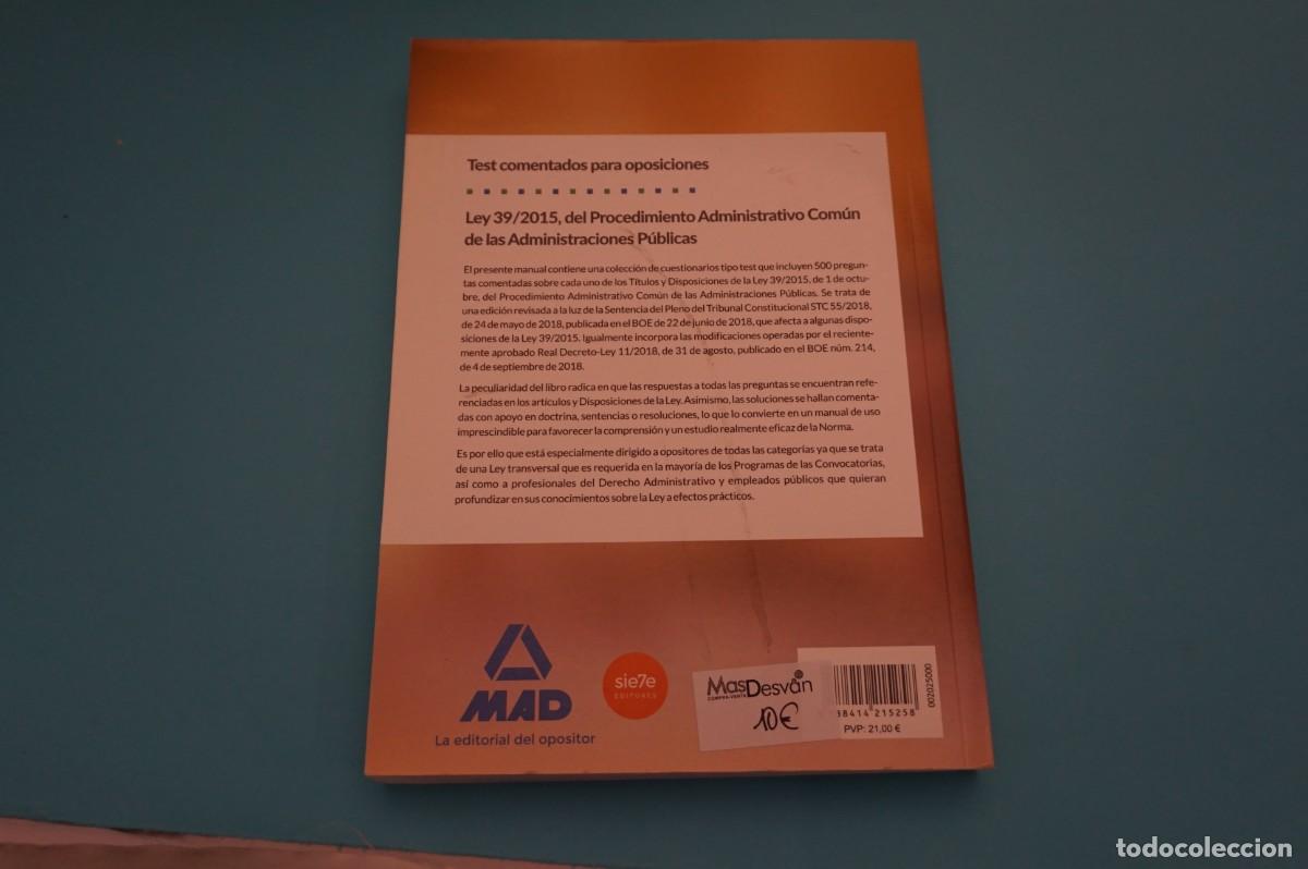 Libros: M1F/ TEST COMENTADOS PARA OPOSICIONES DE LA LEY 39/2015 / EDITORIAL DEL OPOSITOR - Foto 6
