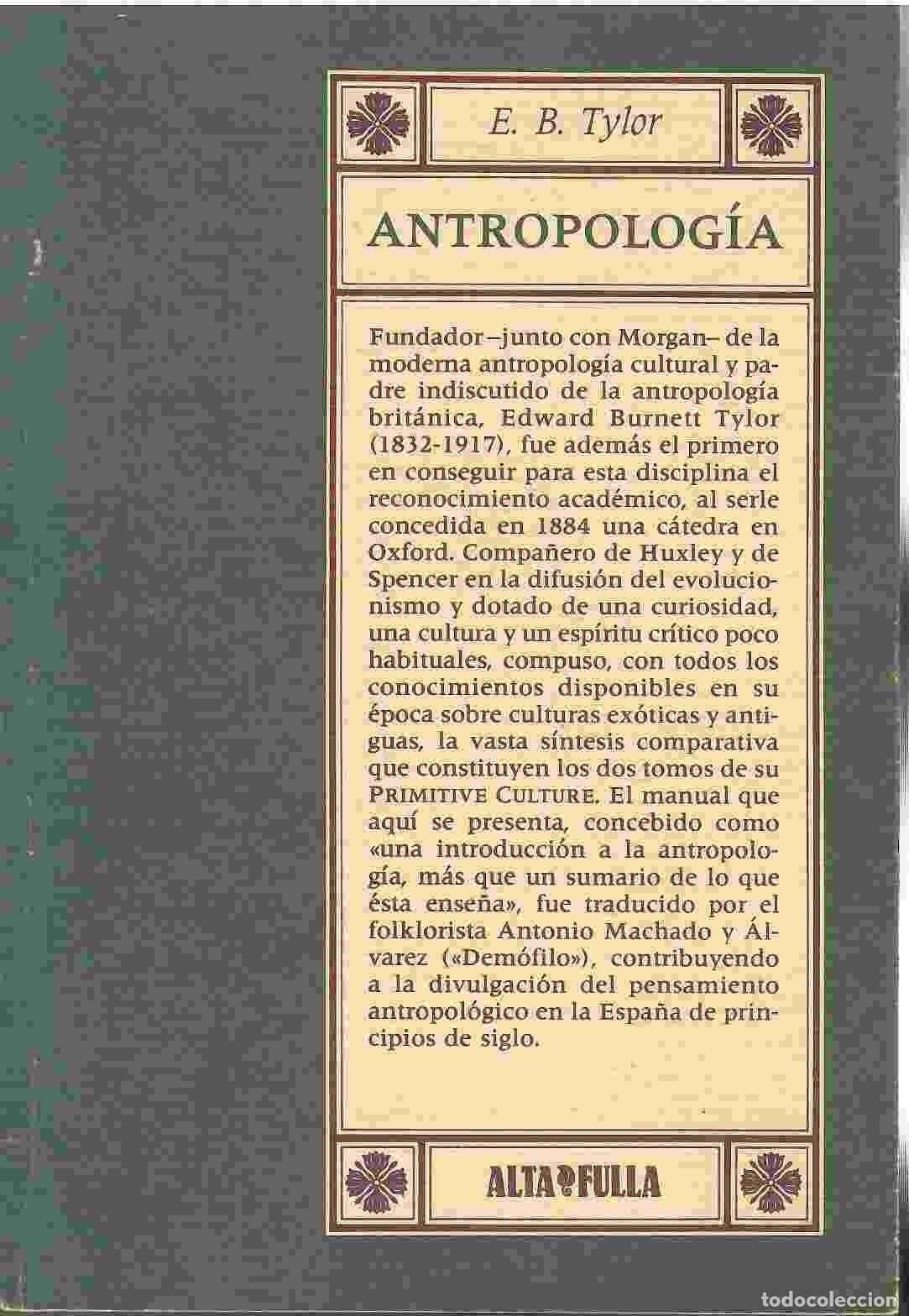 Libros: Antropolog&iacute;a. - E.B. Tylor. - Foto 1