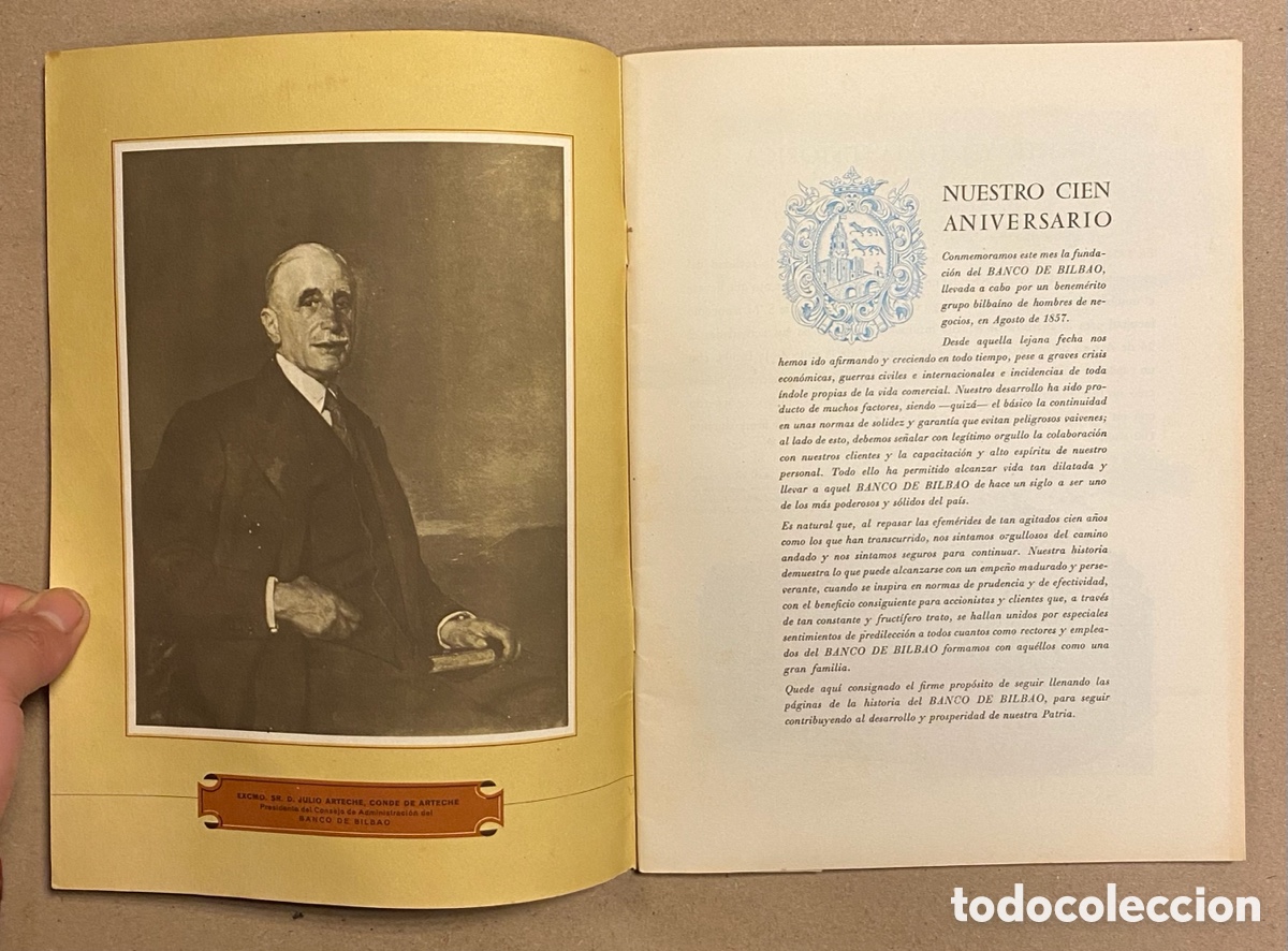 Libros: EL BANCO DE BILBAO EN SU PRIMER CENTENARIO (1857-1957). - Foto 2