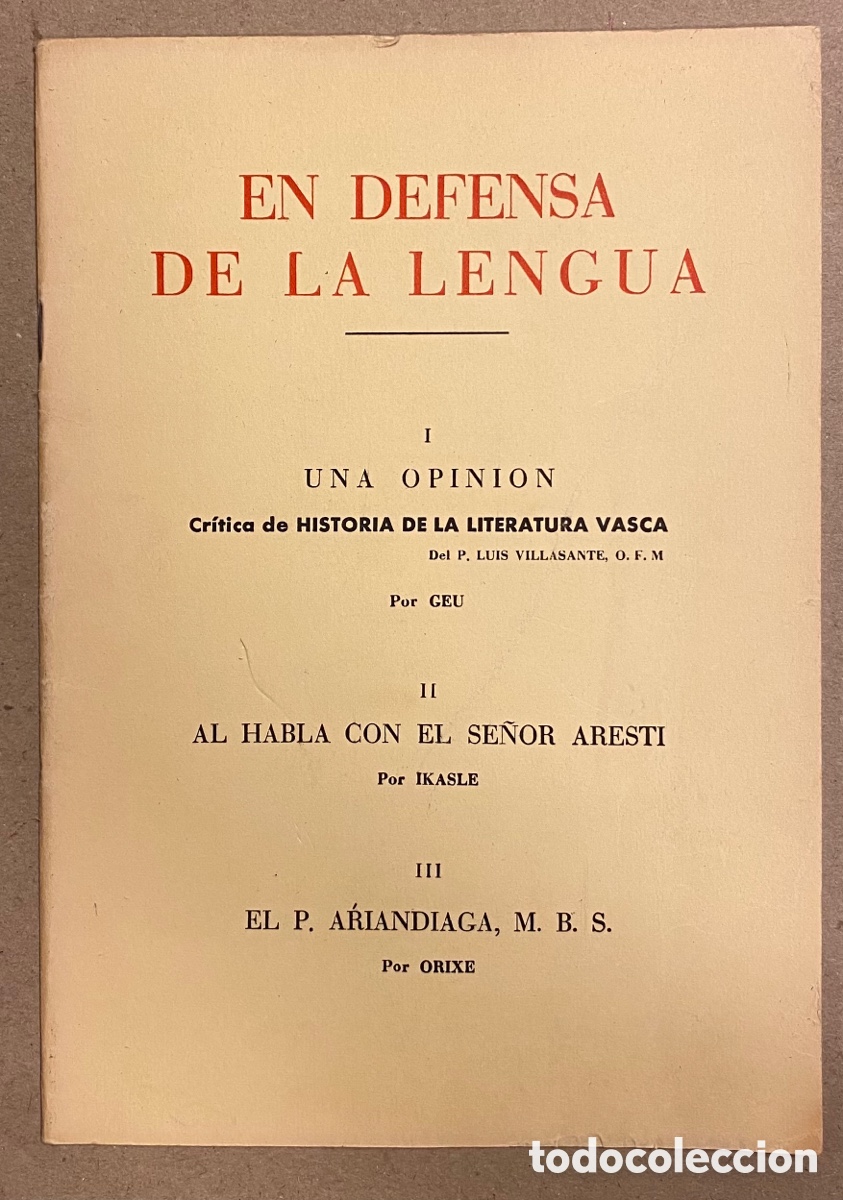 Livres: EN DEFENSA DE LA LENGUA. VARIAS OBRAS. VER FOTOGRAF&Iacute;AS. EDITADO EN 1962.