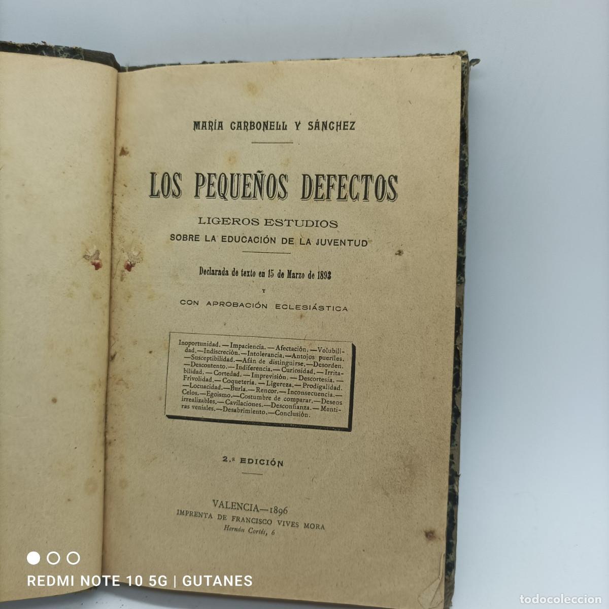 Libros: LOS PEQUE&Ntilde;OS DEFECTOS- MARIA CARBONELL Y SANCHEZ - Foto 1