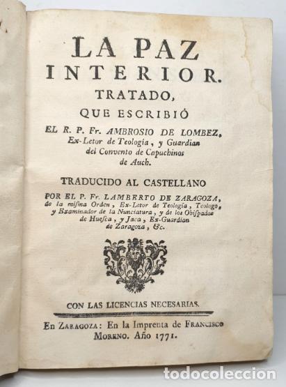 Libros: LA PAZ INTERIOR. - LOMBEZ, Ambrosio de. - Foto 2