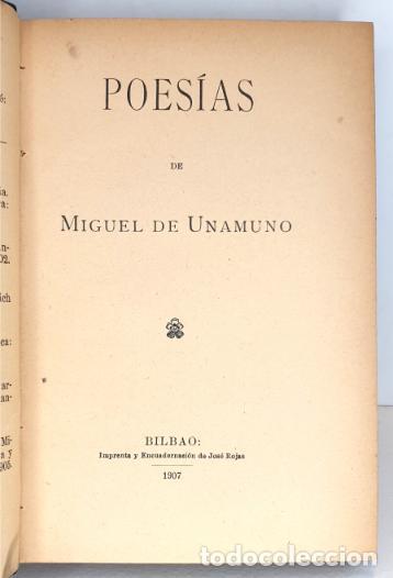 Libros: POES&Iacute;AS. 1&ordf; Edici&oacute;n. - UNAMUNO, Miguel de. - Foto 2