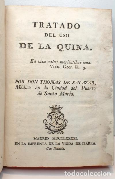 Libros: Tratado del uso de la quina. - SALAZAR, Thomas de. (M&eacute;dico de la Ciudad del Puerto de Santa Mar&iacute;a).