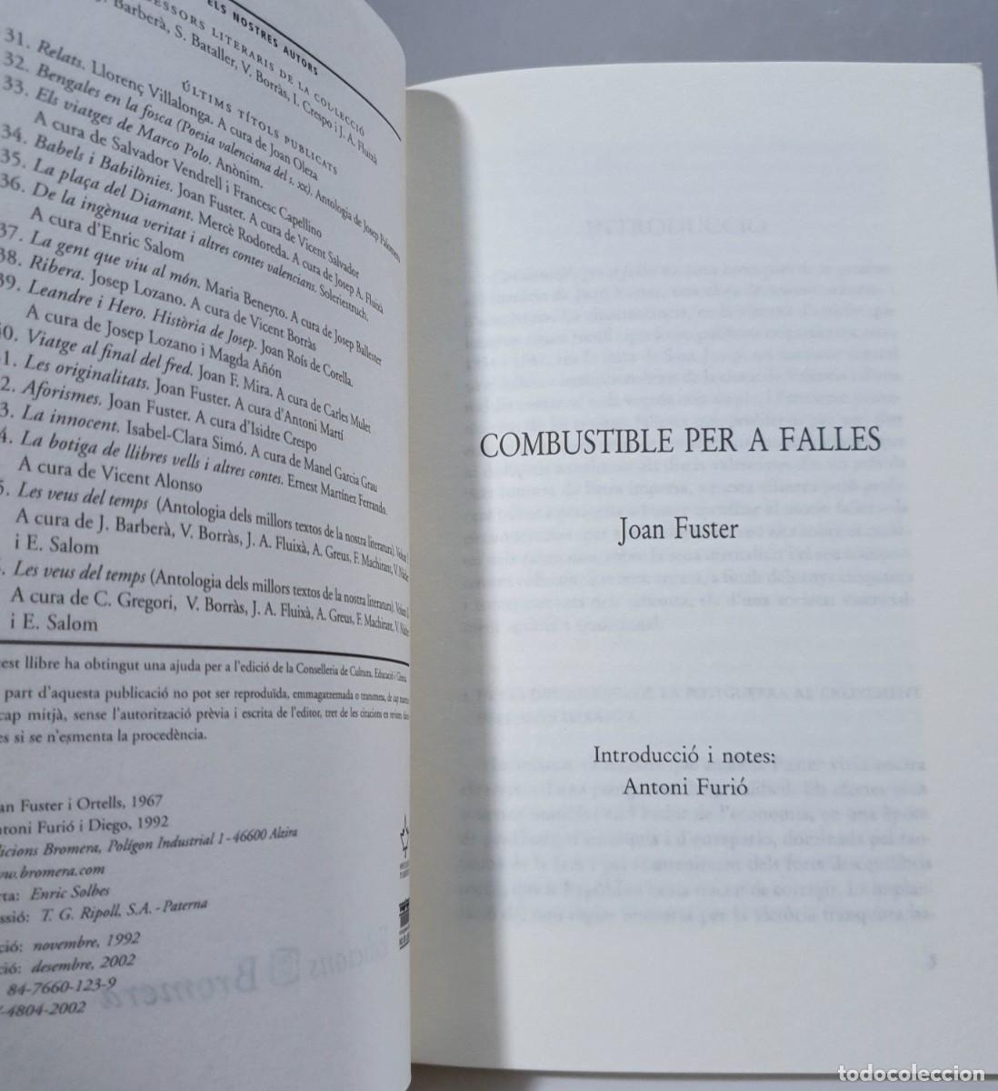Libros: COMBUSTIBLE PER A FALLES - Joan Fuster ~ - Foto 3