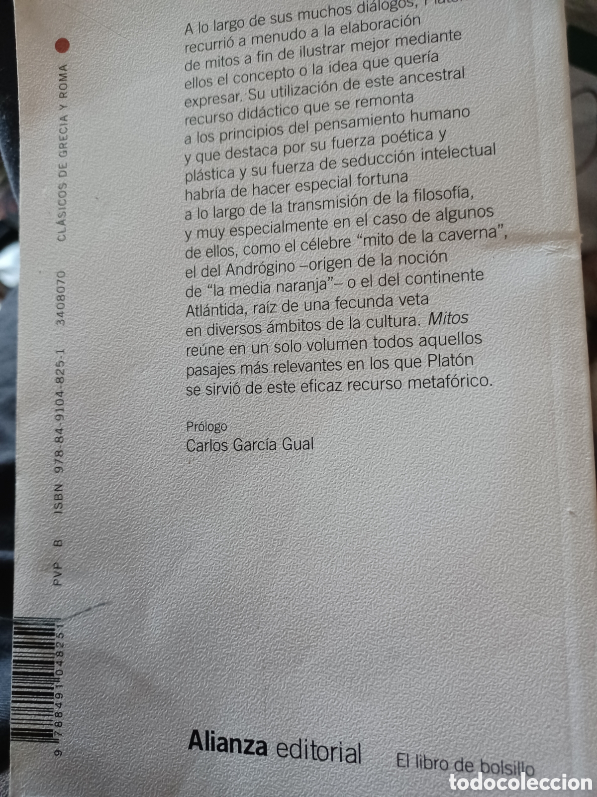 Libros: Barybook 193 Plat&oacute;n mitos Alianza Editorial - Foto 2