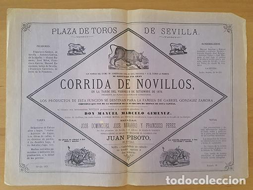 Livros em segunda m&atilde;o: [Cartel]. Plaza de Toros de Sevilla, 1876. Una gran corrida de Novillos. Espadas Jos&eacute; Dom&iacute;nguez, Jos