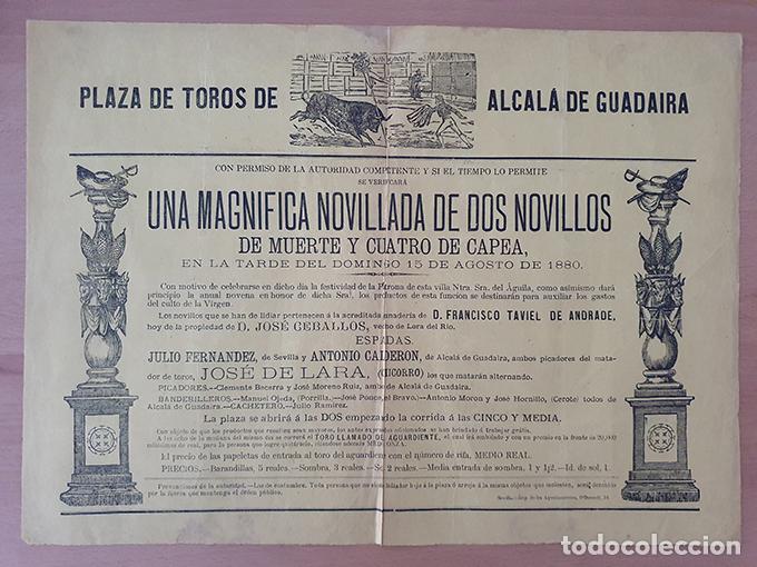Libri di seconda mano: [Cartel]. Plaza de Toros de Alcal&aacute; de Guadaira, 1880. Una magn&iacute;fica novillada de dos novillos de mue