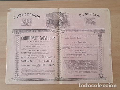 B&uuml;cher: [Cartel]. Plaza de Toros de Sevilla, 1875. Antonio Rodr&iacute;guez, El Habanero; Jos&eacute; Molina, primo de Lag