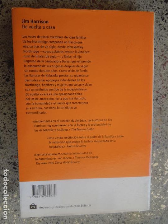 Libros: DE VUELTA CASA- JIM HARRISON - MUCHNIK EDITORES PRIMERA EDICI&Oacute;N 2000. - Foto 2