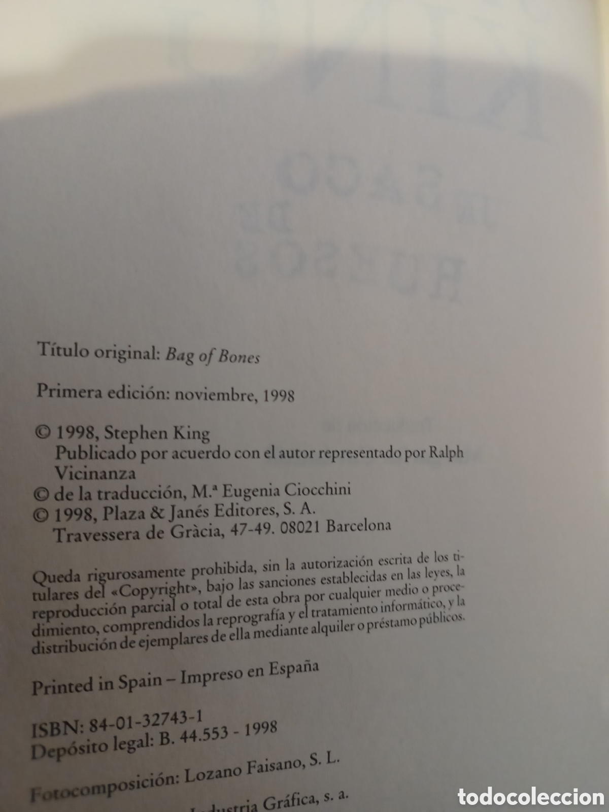 Libros: Barybook.C63. . Un saco de huesos primera edici&oacute;n Stephen King - Foto 3