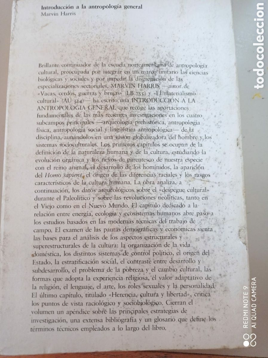 Libros: INTRODUCCI&Oacute;N A LA ANTROPOLOG&Iacute;A GENERAL. MARVIN HARRIS - Foto 2
