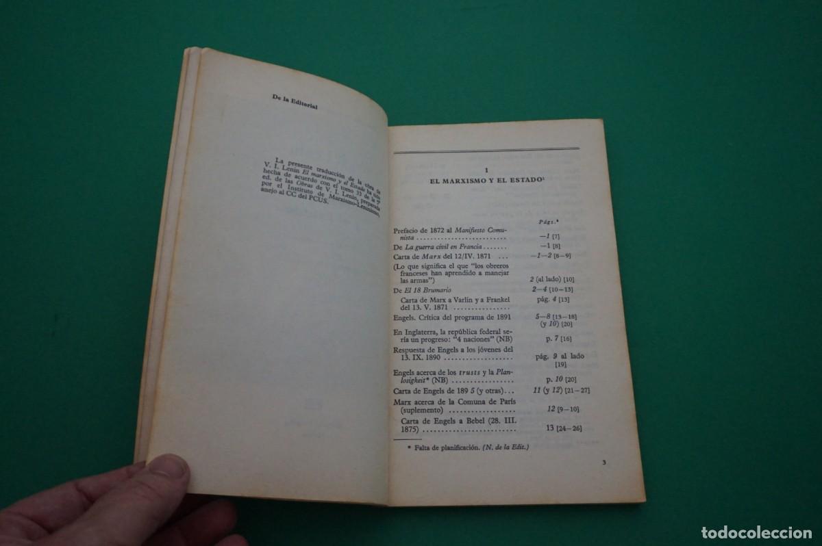 Libros: AMF-30C/ V.I. LENIN - EL MARXISMO Y EL ESTADO / EDITORIAL PROGRESO - Foto 3