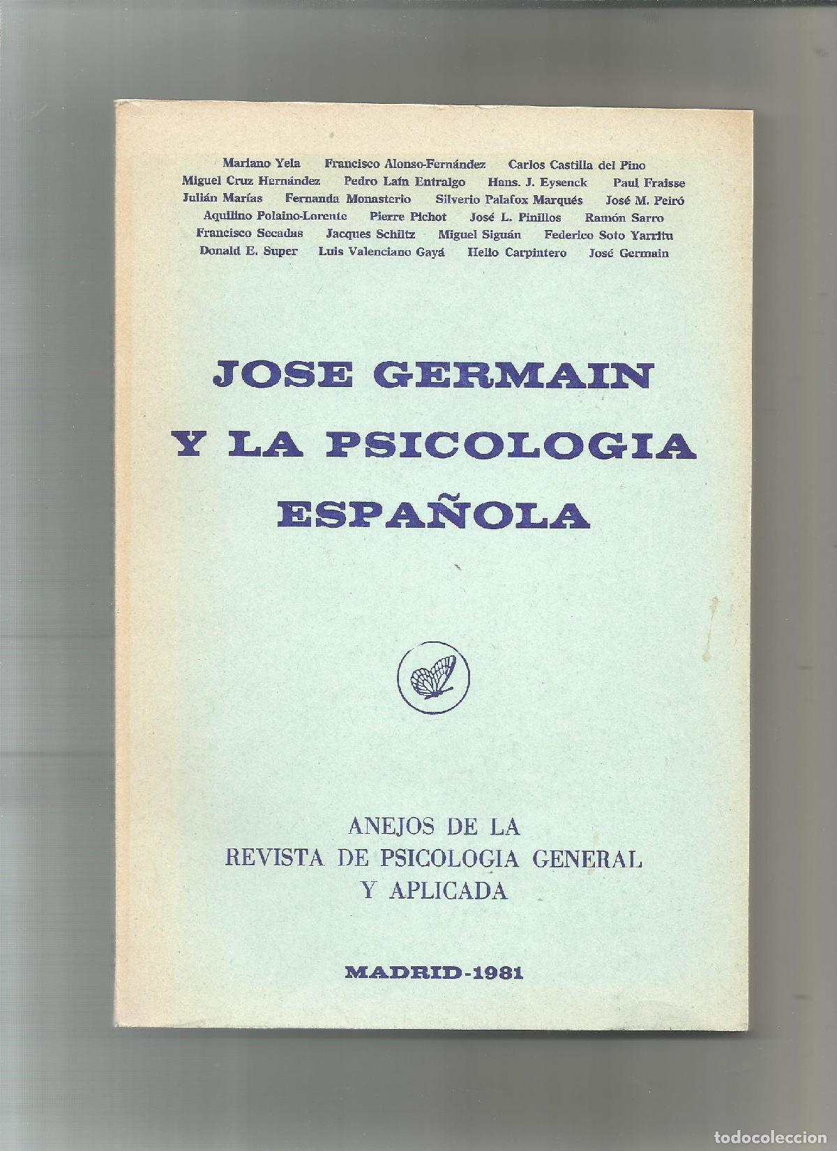 Libros: Jose Germain y la psicolog&iacute;a espa&ntilde;ola. - VV. AA.: - Foto 1