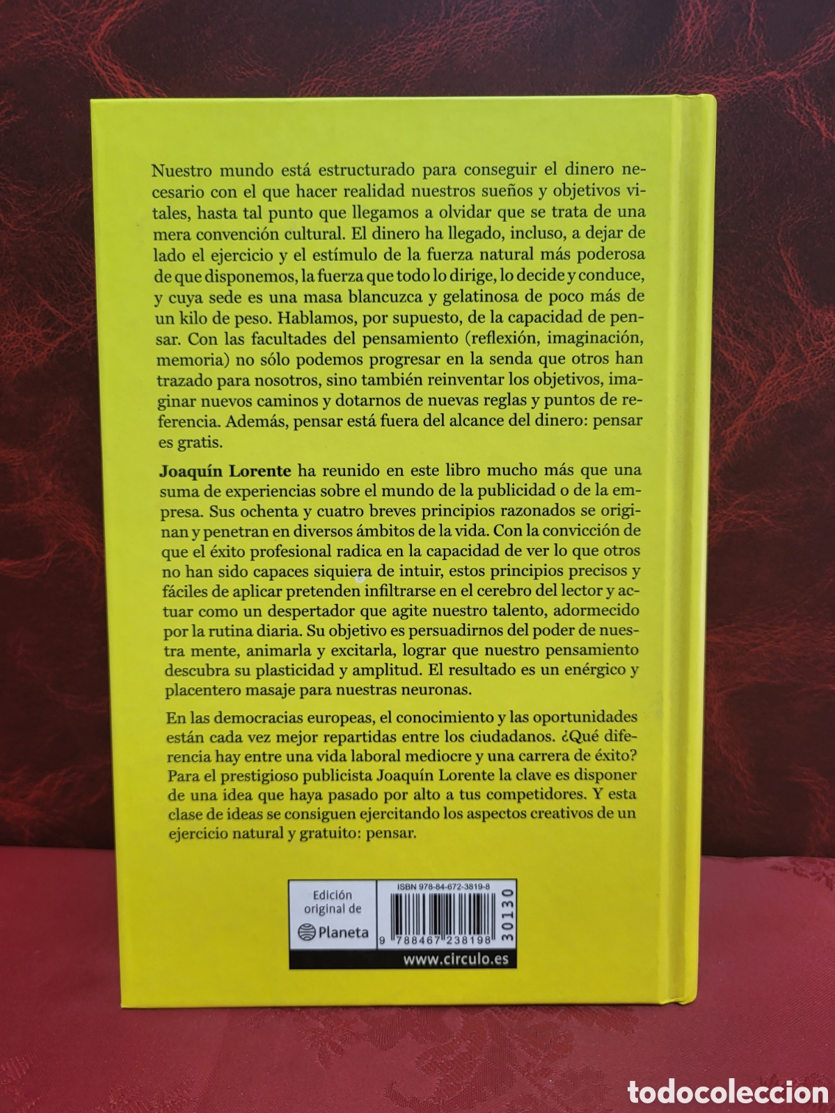 Libros: ☆ PIENSA ES GRATIS, JOAQU&Iacute;N LORENTE. CIRCULO DE LECTORES - Foto 3
