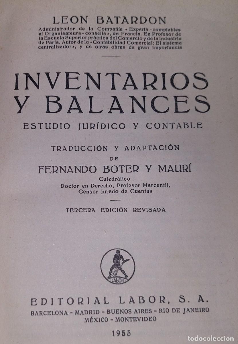 Libros: Libro EL CONTABLE MODERNO. 1953. Inventarios y Balances - Foto 2