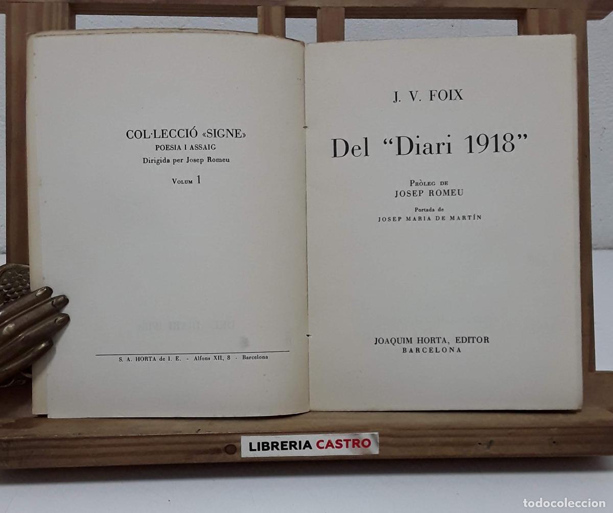 Libros: Del Diari 1918 - J. V. Foix. - Foto 2