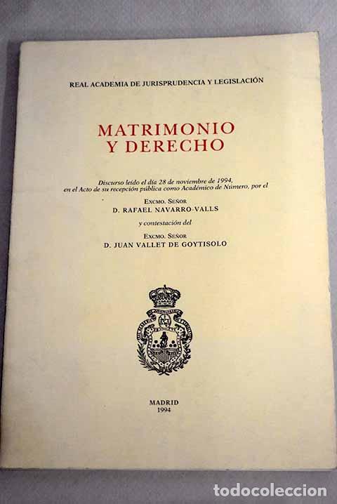 Libros: Matrimonio y derecho.- Navarro Valls, Rafael - Foto 1