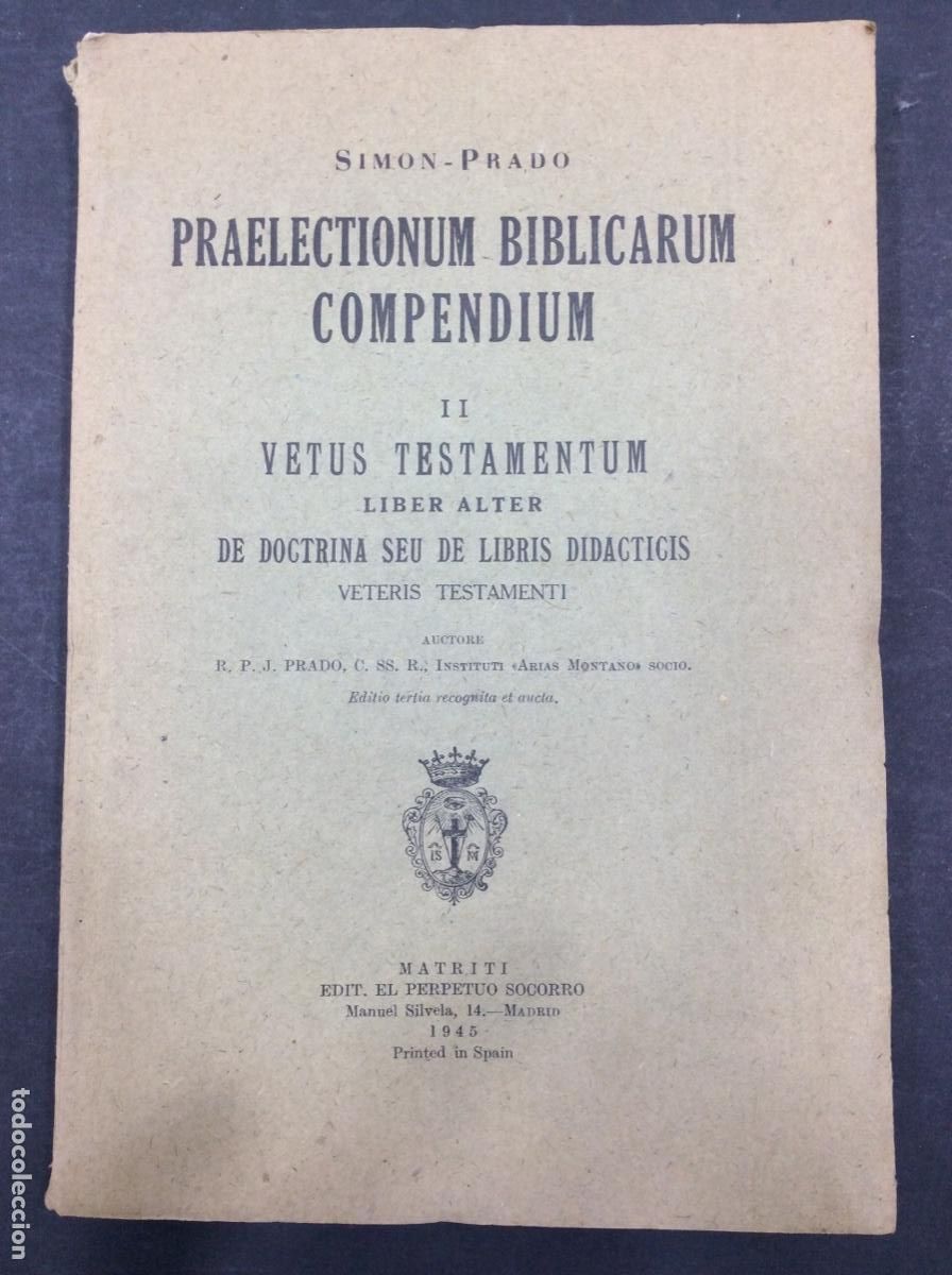 Libros: PRAELECTIONUM BIBLICARUM COMPENDIUM.III - Prado - Foto 1