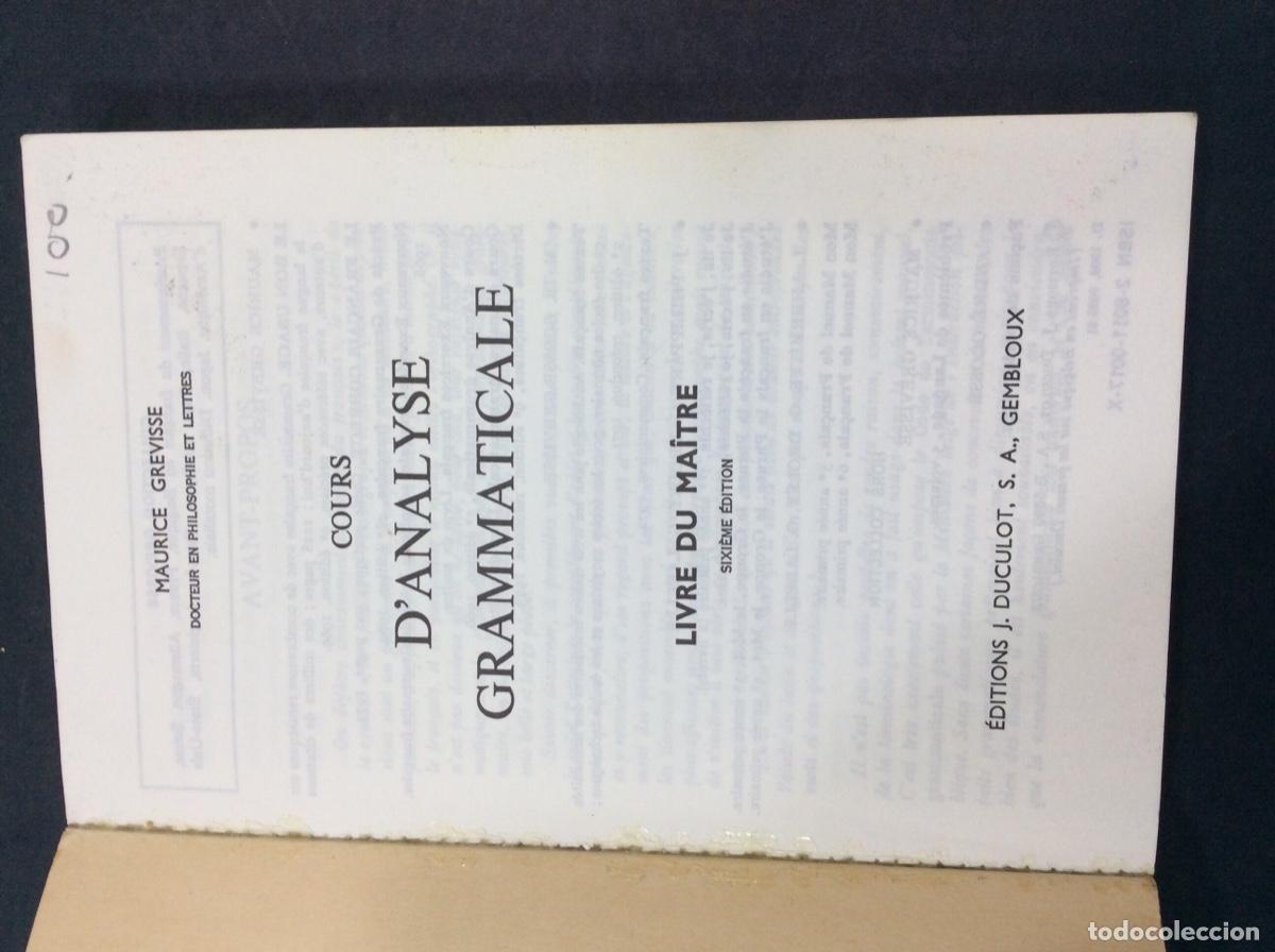 Libros: COURS DANALYSE GRAMMATICALE, MAURICE GREVISSE - Foto 2
