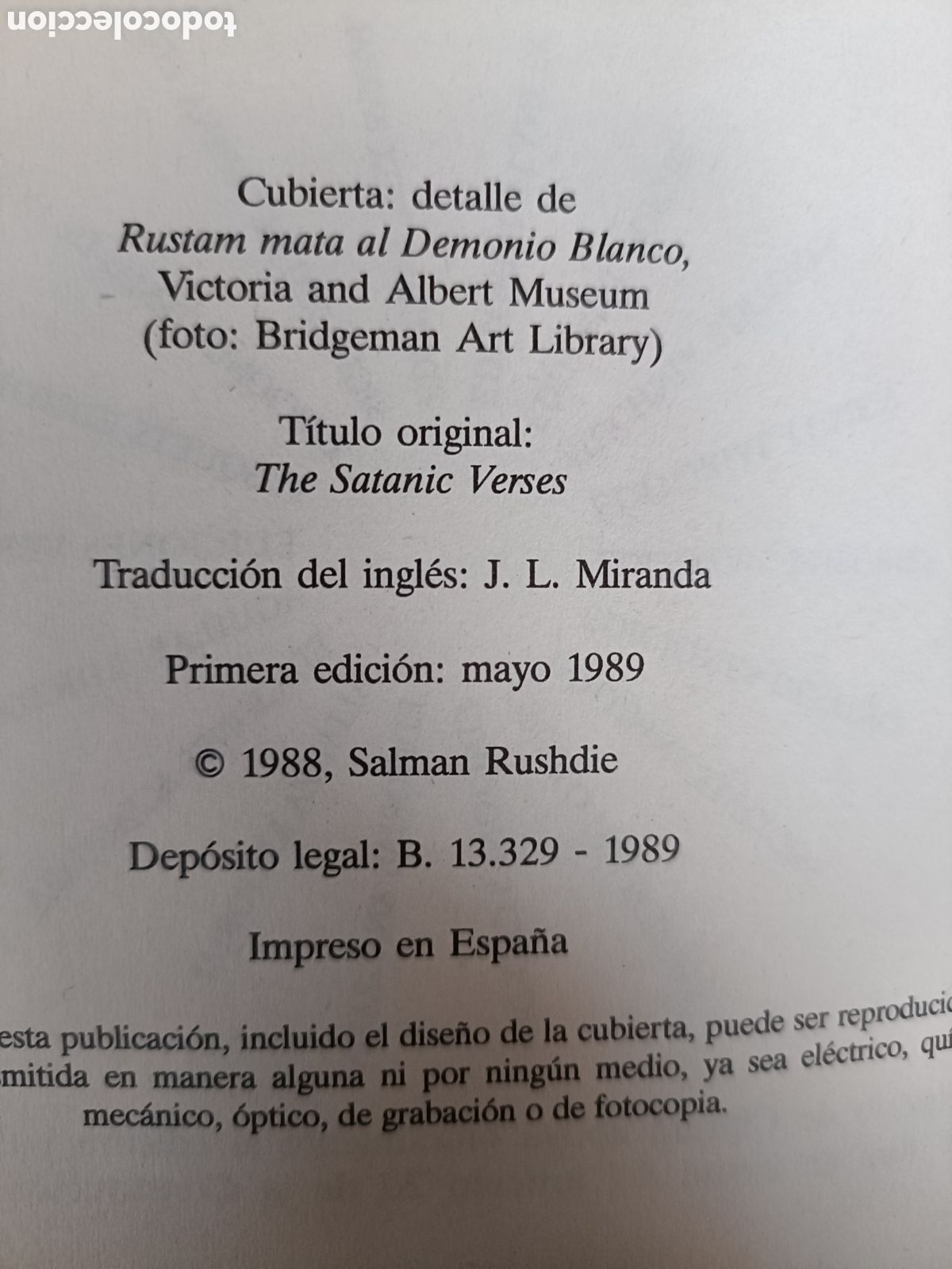 Libros: Libro Los Versos Sat&aacute;nicos -Salman Rushdie- (1&deg; Edici&oacute;n 1.989) - Foto 5