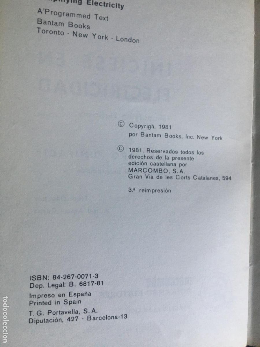 Libros: IN&Iacute;CIESE EN ELECTRICIDAD. M&Eacute;TODO F&Aacute;CIL PROGRAMADO. BRADLEY V. SMITH. MARCOMBO.  (B/A38) - Foto 4