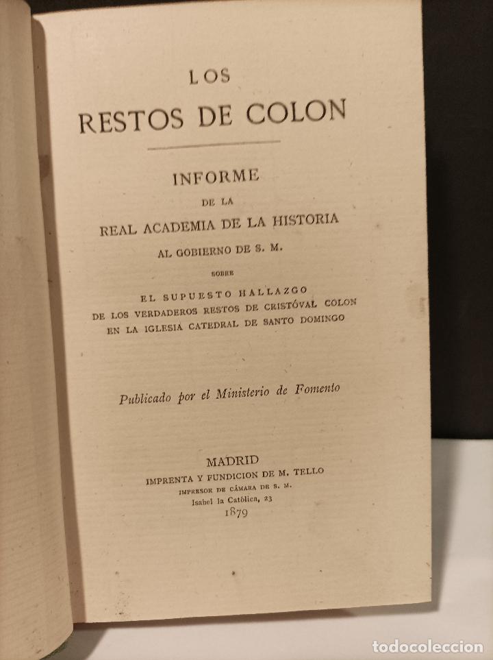 Libros: REAL ACADEMIA DE LA HISTORIA.- - Los Restos de Col&oacute;n. - Foto 1