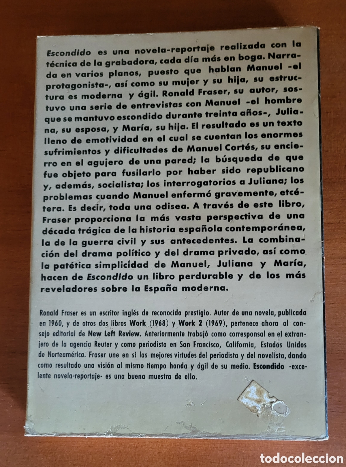Libros: ESCONDIDO La vida de Manuel Cortes/Ronald Fraser - Foto 2