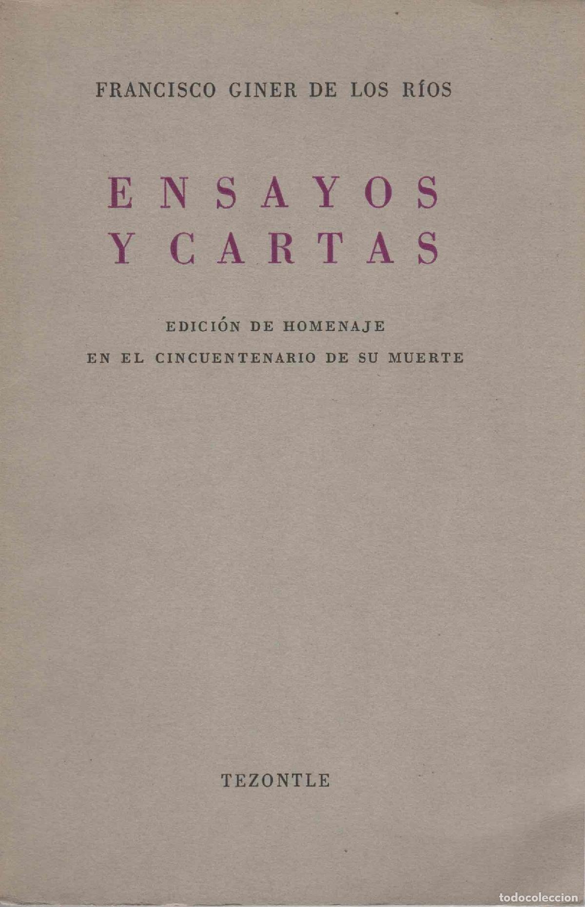 Libros: Ensayos y cartas - Giner de los R&iacute;os, Francisco - Foto 1