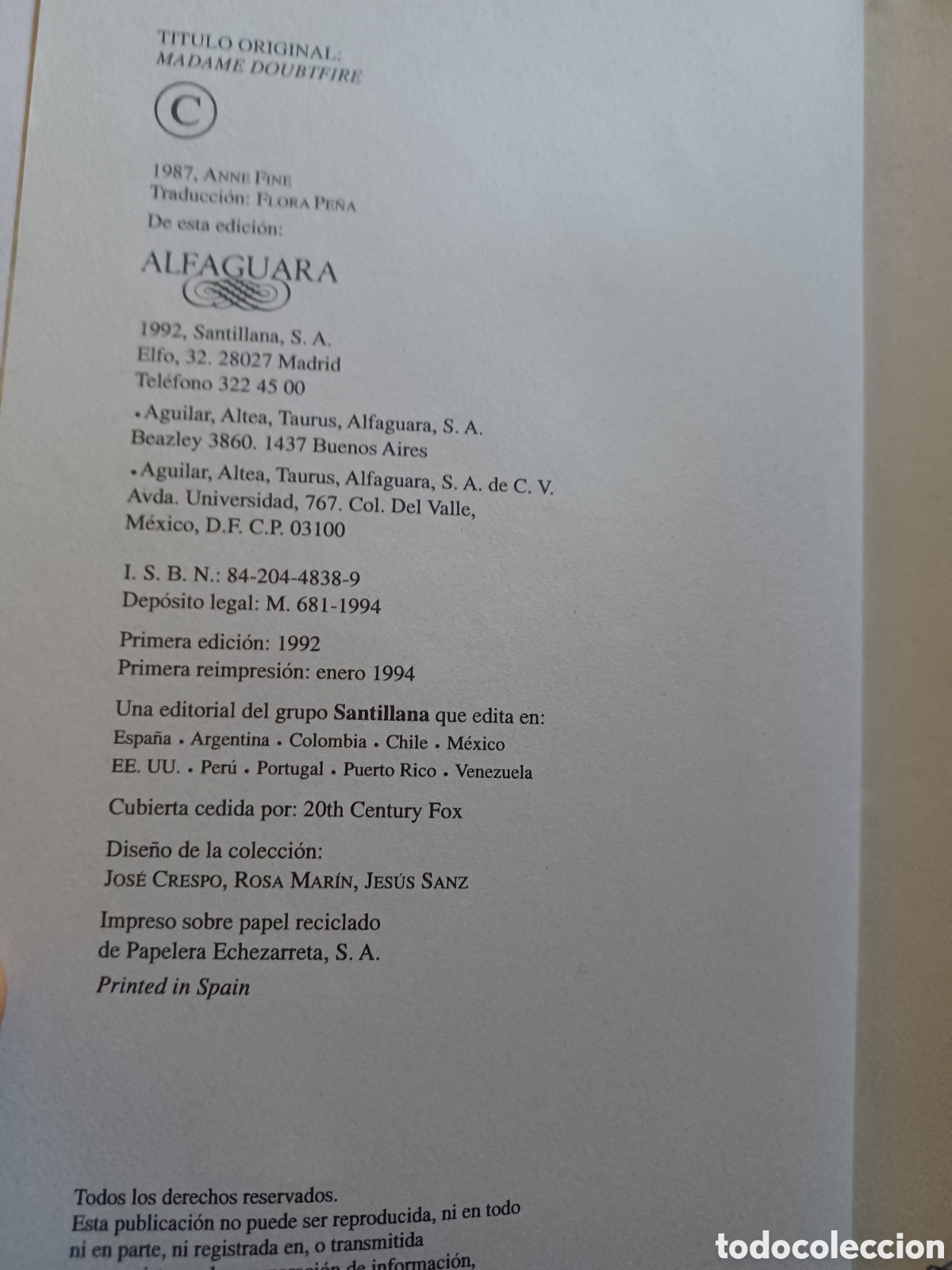 Libros: Barybook 210 Se&ntilde;ora Doubtfire Anne fine alfaguara - Foto 4