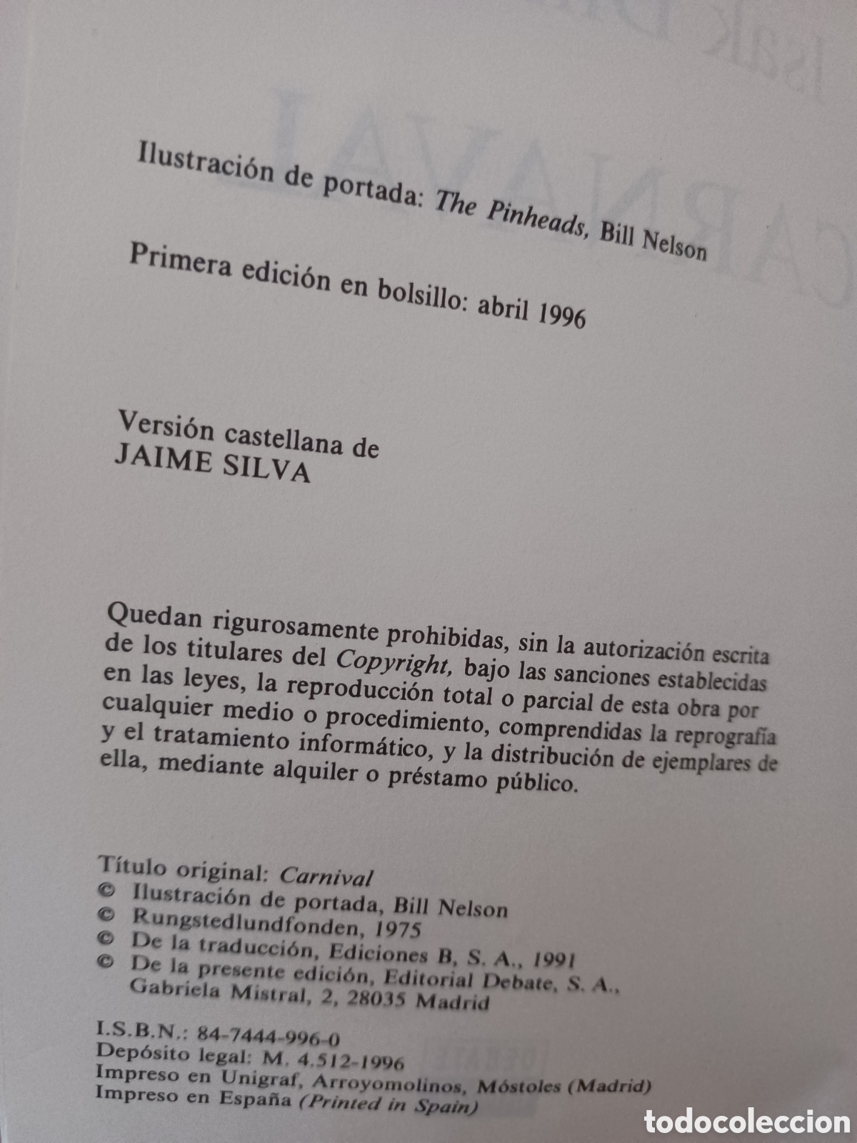 Libros: Barybook 250. Carnaval Isak Dinesen Debate bolsillo - Foto 4
