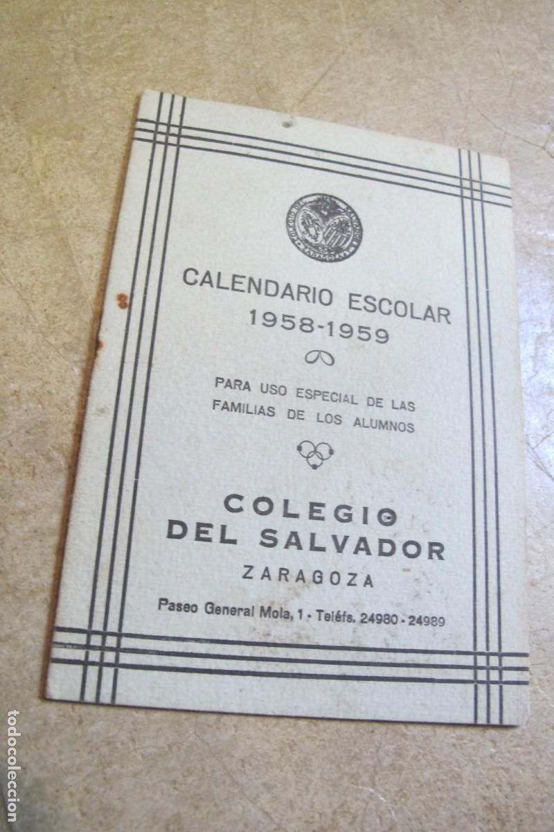 Libri di seconda mano: CALENDARIO ESCOLAR 1958-1959 COLEGIO DEL SALVADOR ZARAGOZA