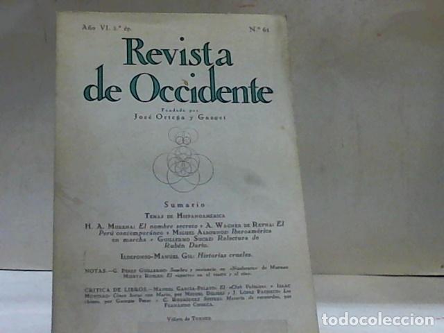 Libros: REVISTA DE OCCIDENTE 2&ordf; EPOCA A&Ntilde;O VI N&Uacute;MERO 61 - Foto 1