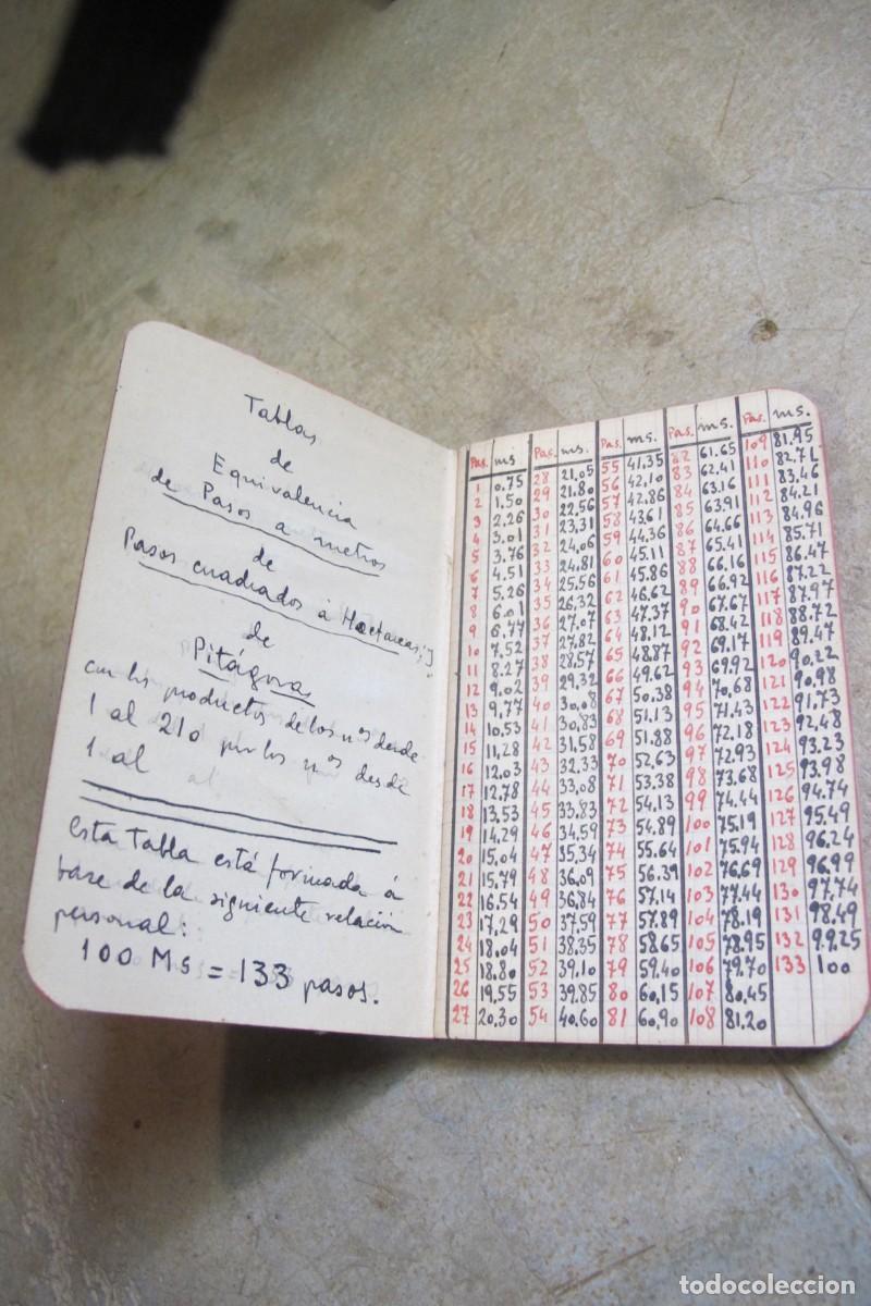 Libros: TABLAS EQUIVALENCIA DE PASOS A METROS DE PASOS CUADRADOS A HECTAREAS DE PITAGORAS MANUSCRITO LIBRETA