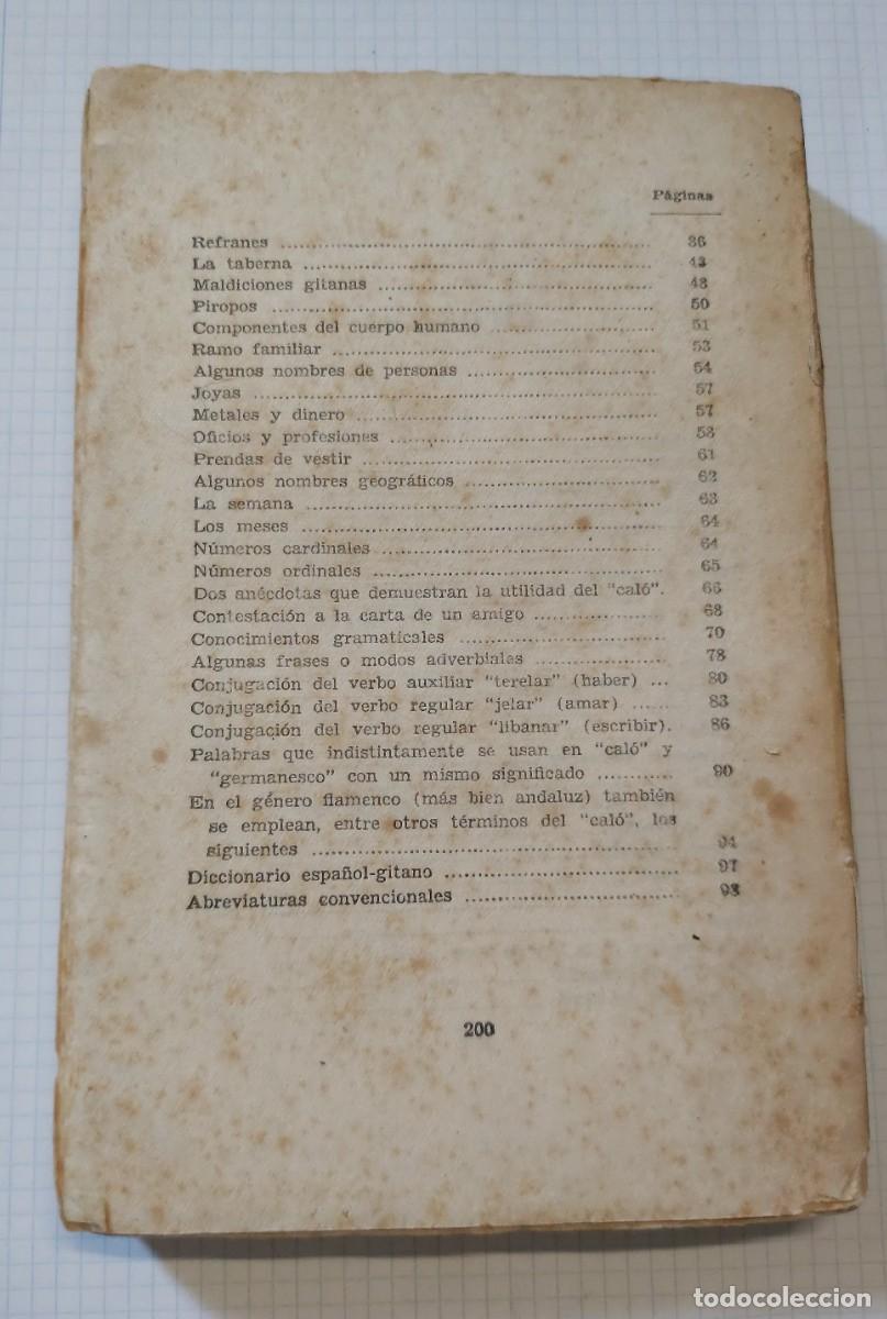 Libros: Apuntes del dialecto cal&oacute; o gitano puro, 1943, 200 p&aacute;ginas - Foto 3