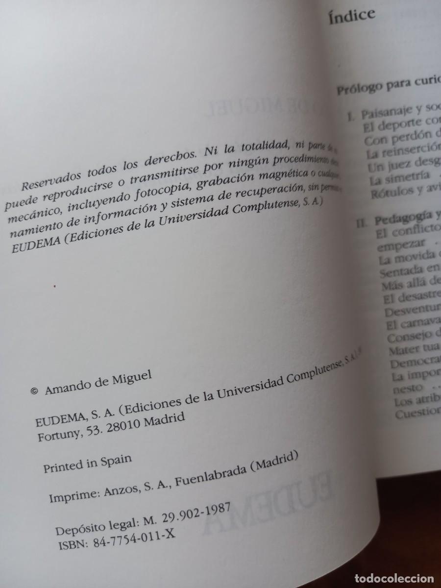 Libros: EL AULA EN EL AIRE - AMANDO DE MIGUEL - ED. EUDEMA - 1987 - Foto 3