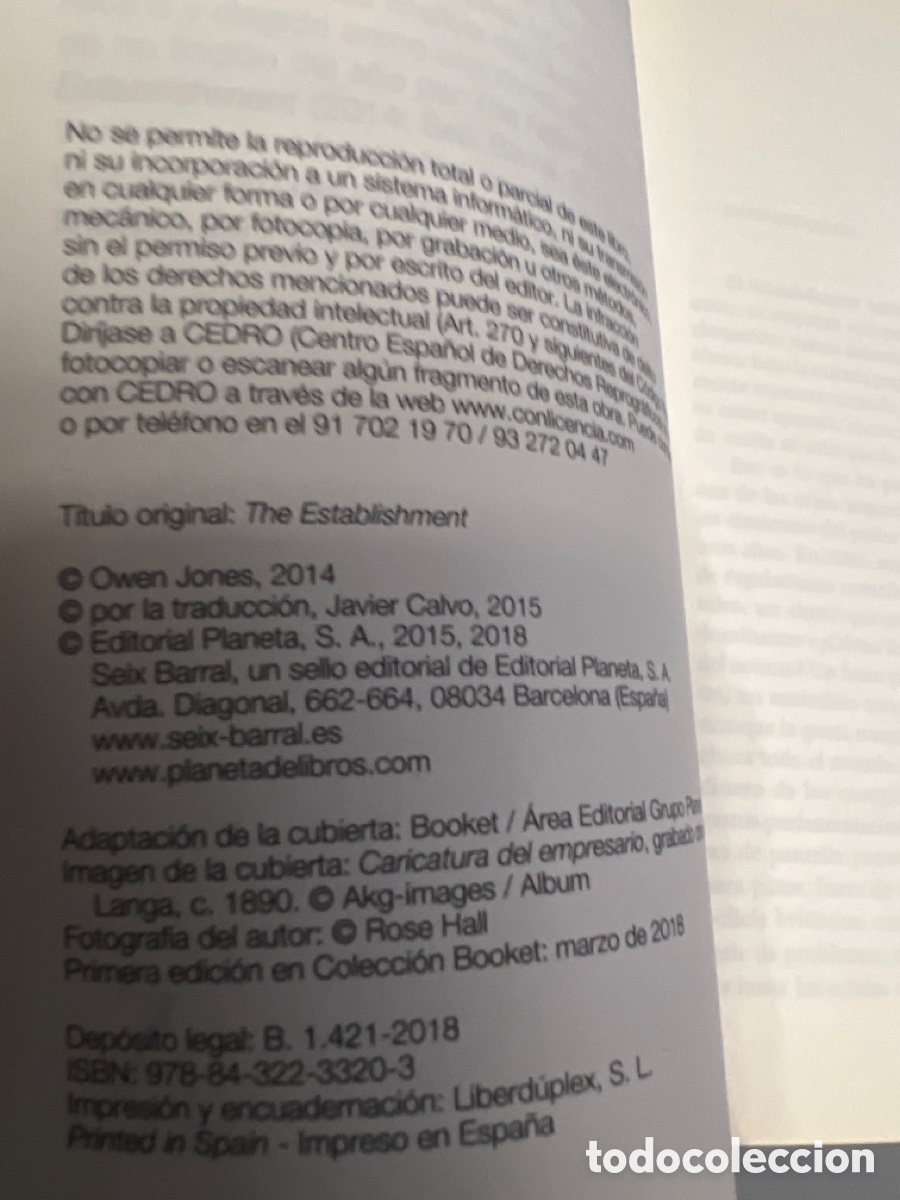 Libros: T2/A4/25. Libro El Establishment - Jones, Owen - Foto 2