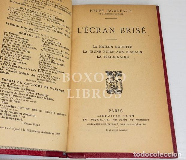 Libros: BORDEAUX, Henry. L&eacute;cran bris&eacute; - Foto 2