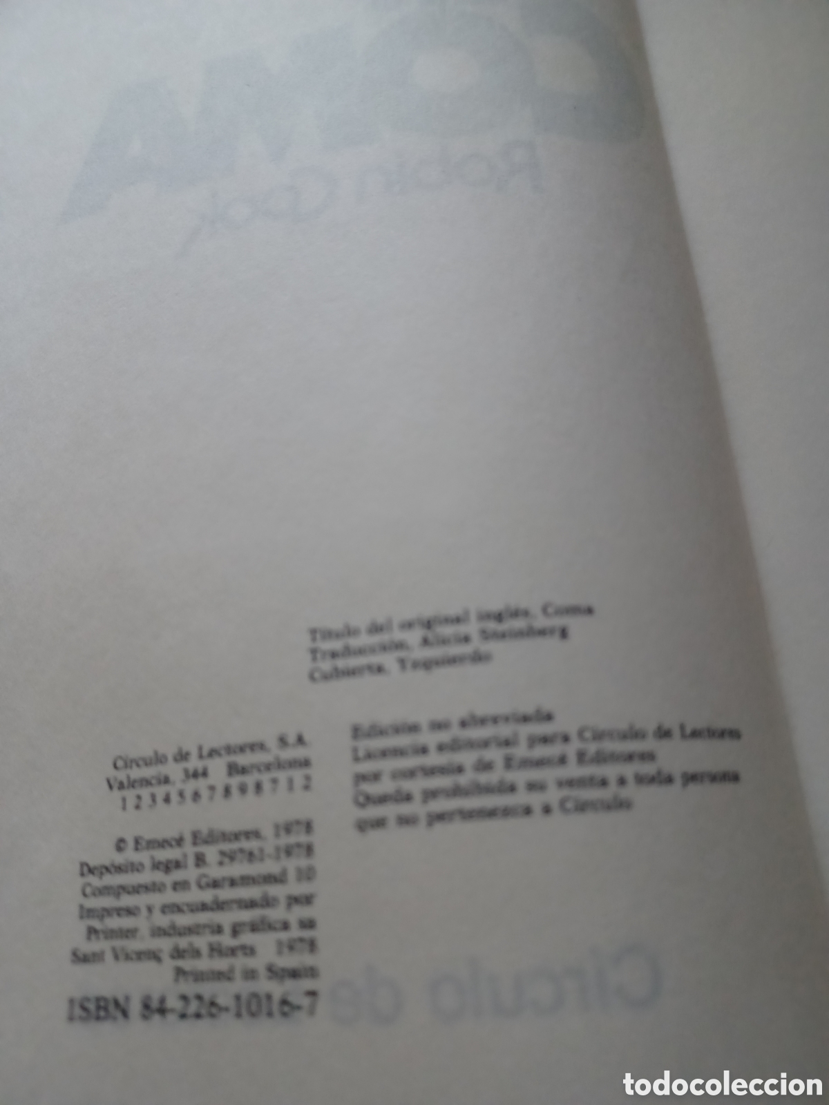 Libros: Barybook C30. . En coma Robin Cook C&iacute;rculo de Lectores - Foto 3