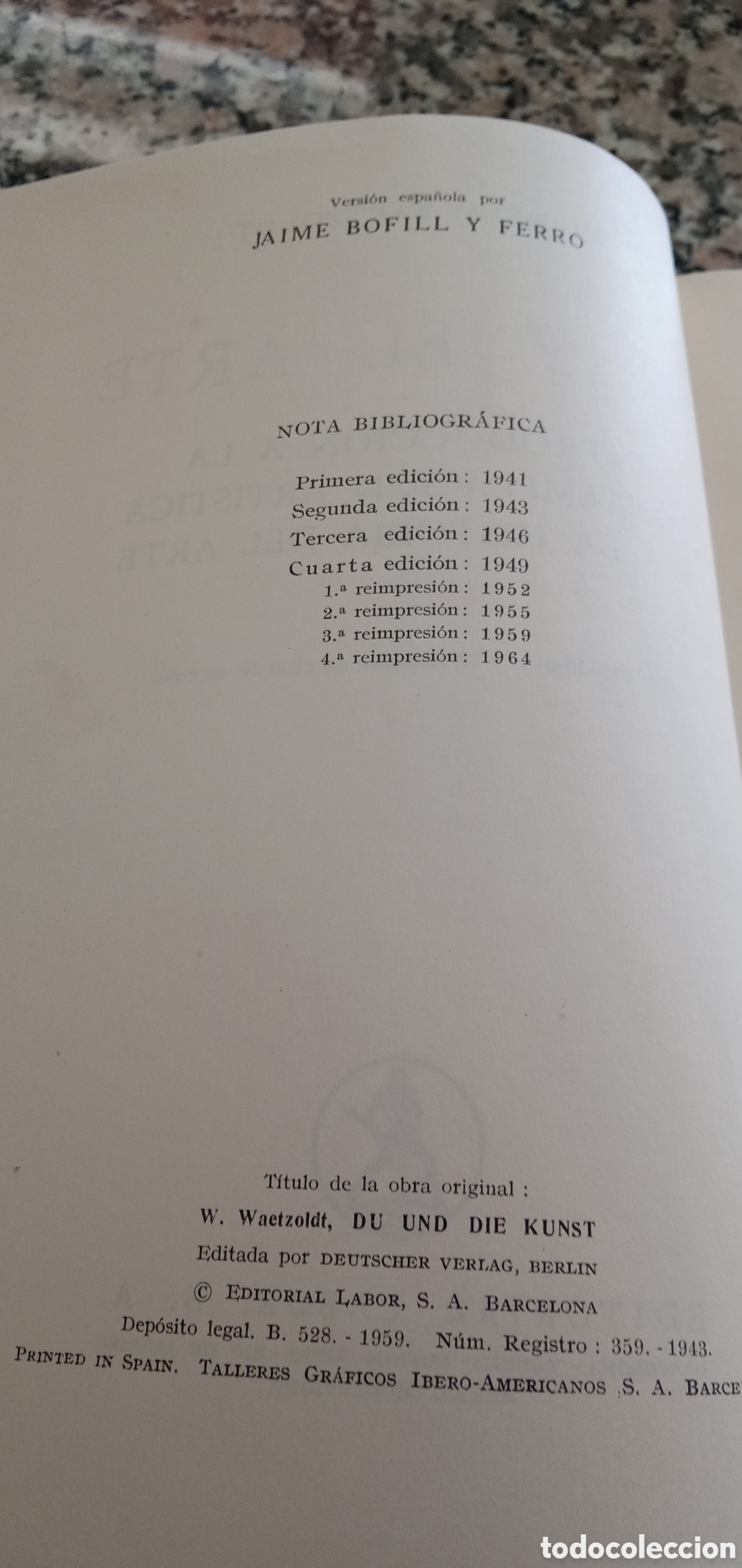 Libros: Tu y el arte.W.Waetzoldt.1959. - Foto 4