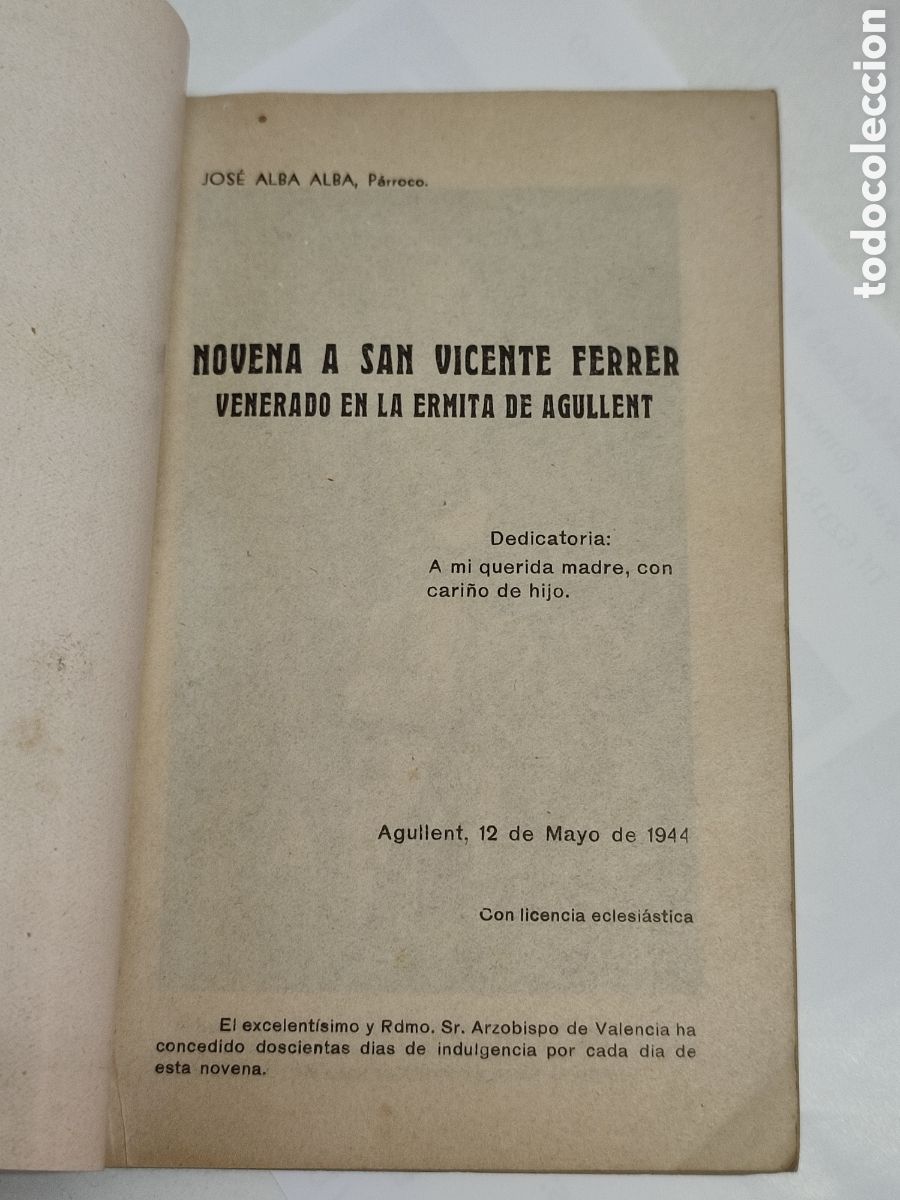 Libros: Novena de San Vicente Ferrer Agullent 1944 - Foto 8