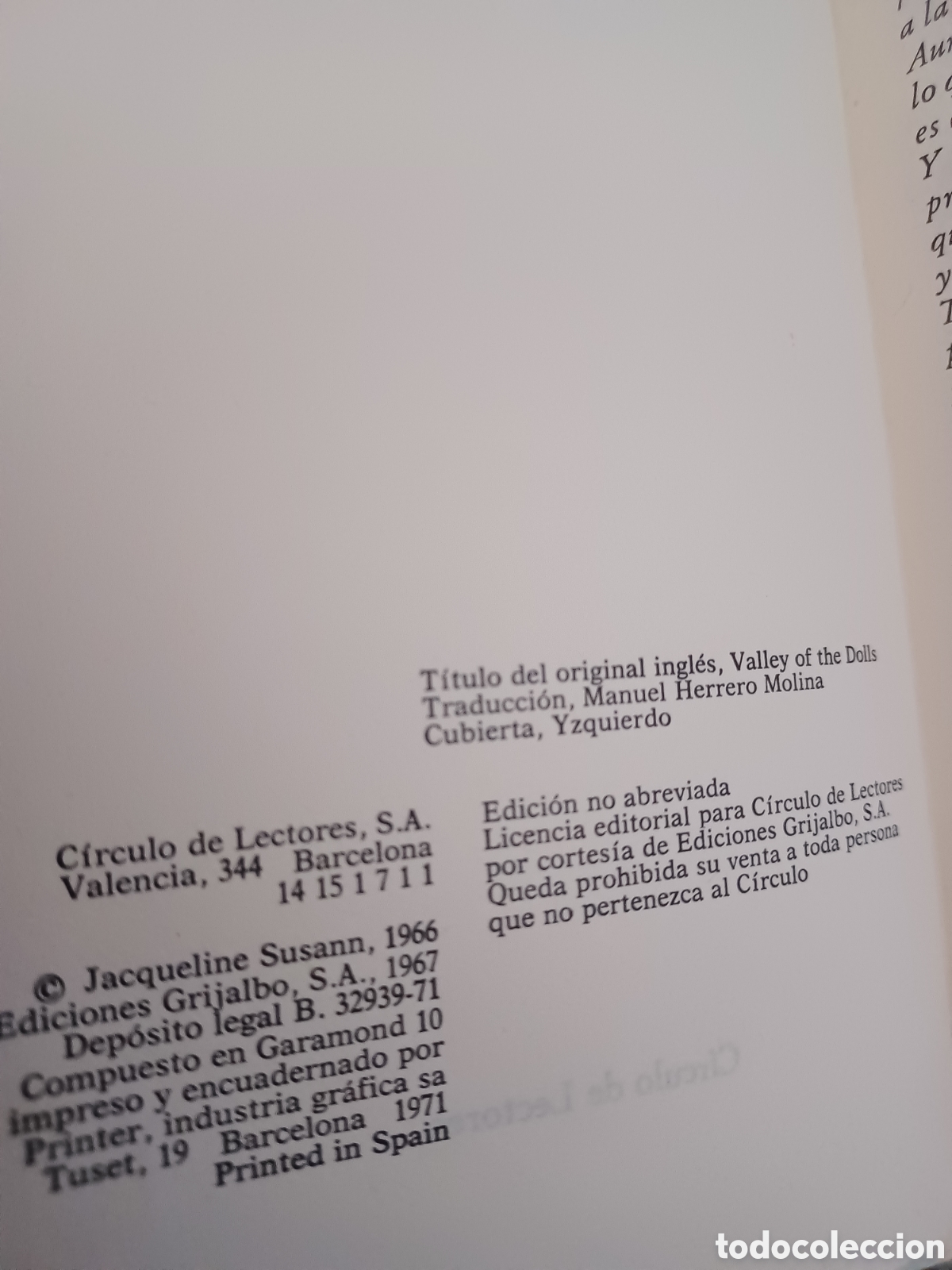 Libros: Barybook 242. . El valle de las mu&ntilde;ecas Jacqueline Susan C&iacute;rculo de Lectores - Foto 3
