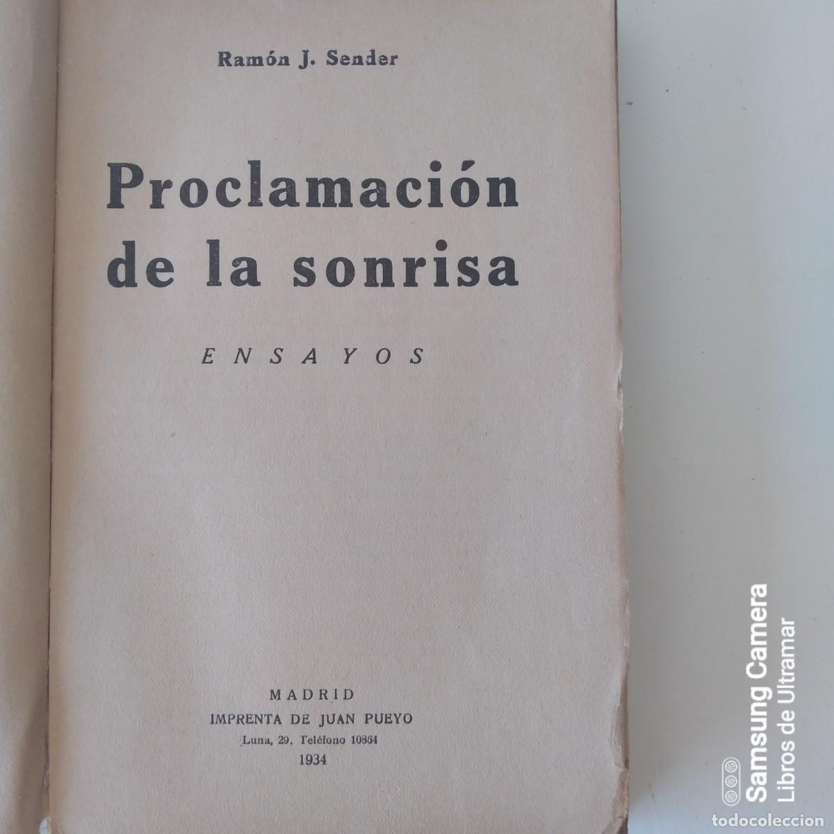 Libros: Proclamaci&oacute;n de la sonrisa. Ensayos. - Sender, Ram&oacute;n Jos&eacute;. - Foto 2