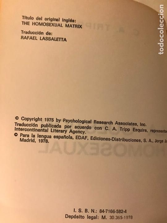Libros: La cuesti&oacute;n homosexual. C. A. Tripp. - Foto 4